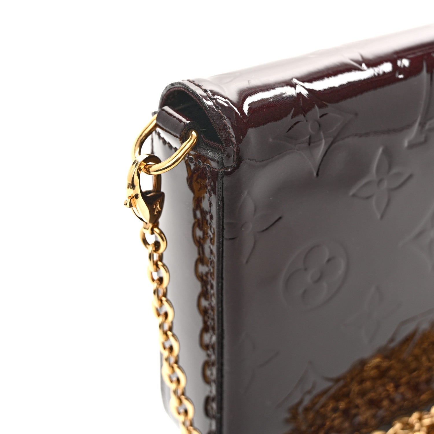 Louis Vuitton Vernis Pochette Felicie Chain Wallet Amarante 12 of 15