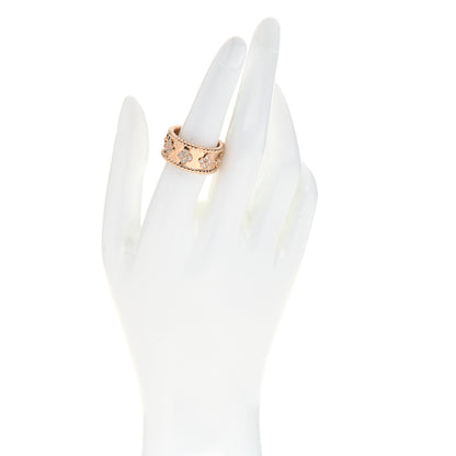 Van Cleef & Arpels 18K Rose Gold Diamond Perlee Clover Ring 55 7.25 2 of 5