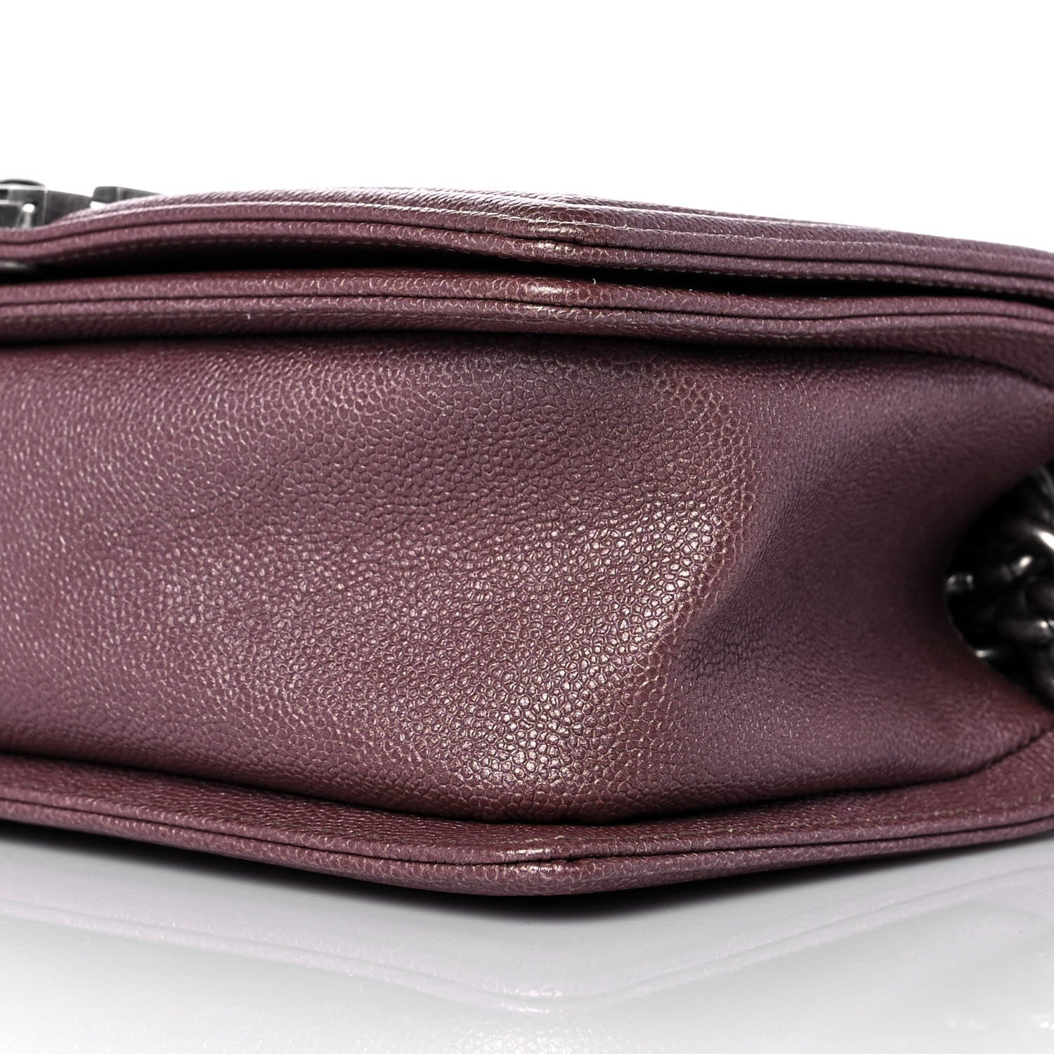 Chanel Metallic Caviar Chevron Quilted Medium Boy Flap Dark Pink 9 of 9