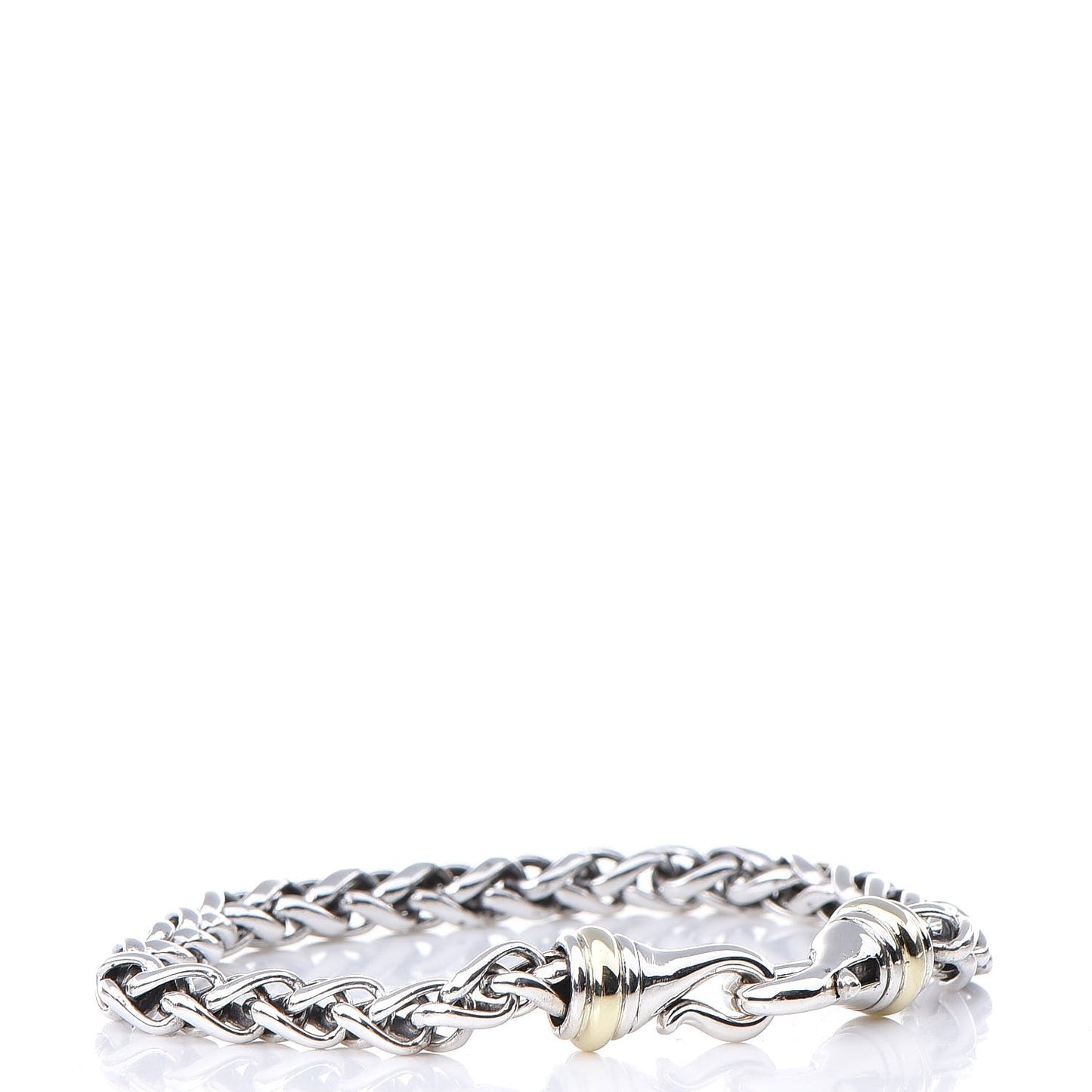 Sterling Silver 14K Yellow Gold 6mm Wheat Chain Bracelet