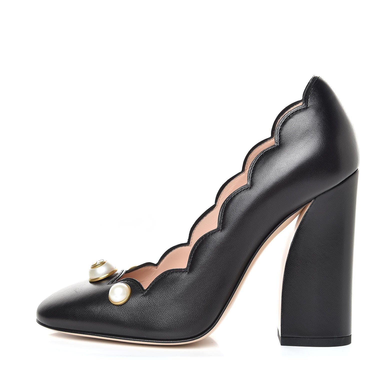 Gucci Malaga Kid Pearl Embellished Willow Loafer Pumps 36 Black 1 of 9