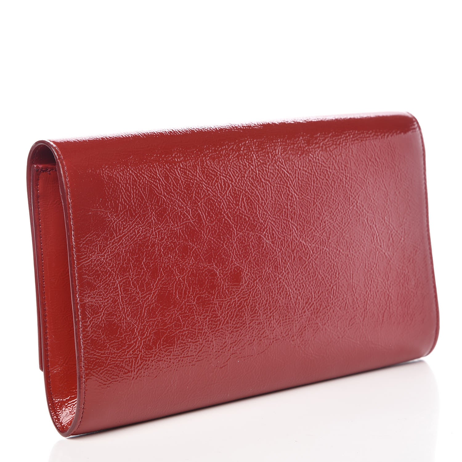 Saint Laurent Textured Patent Monogram Large Belle De Jour Clutch Red 3 of 9