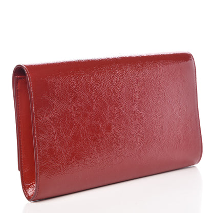 Saint Laurent Textured Patent Monogram Large Belle De Jour Clutch Red 3 of 9
