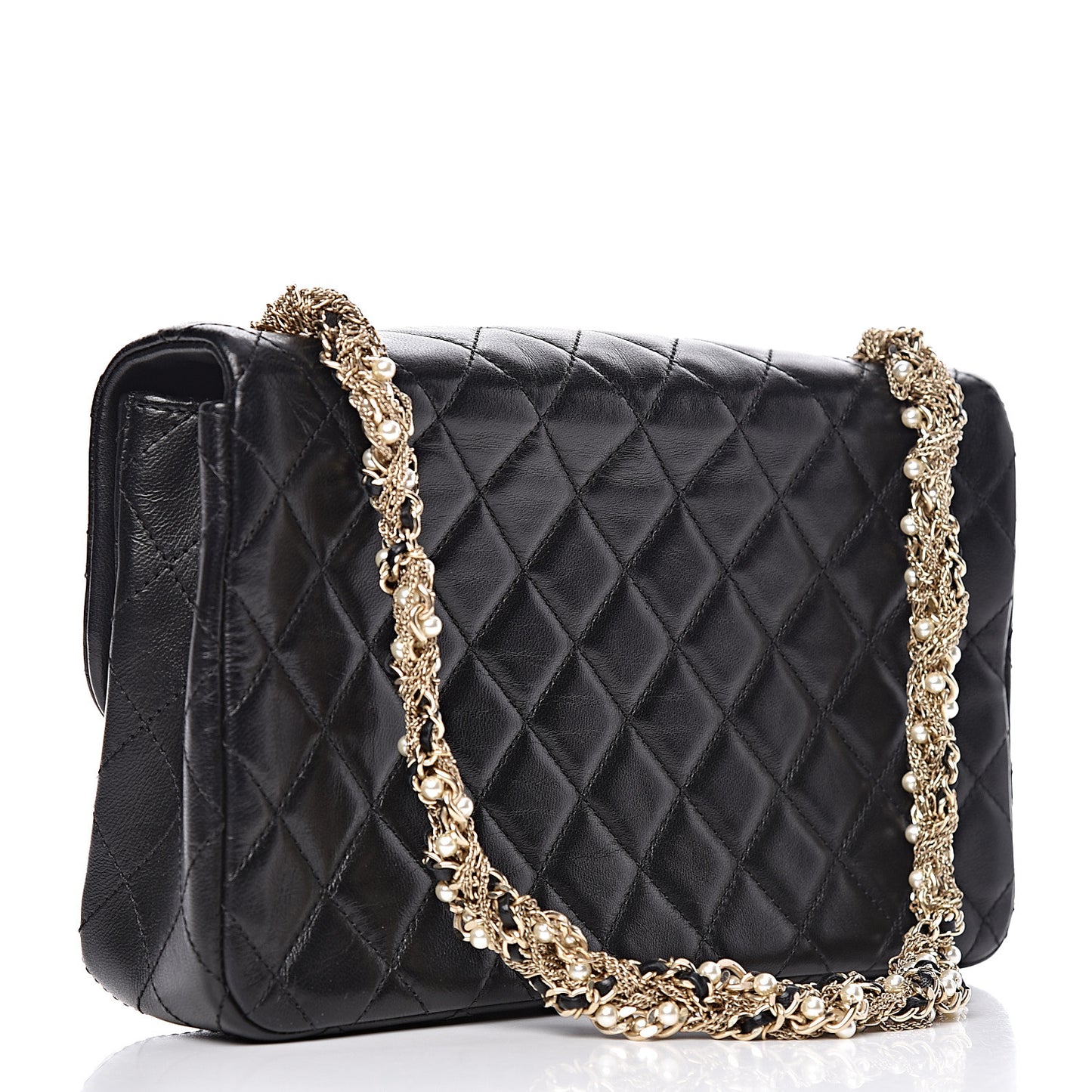 Lambskin Quilted Medium Westminster Pearl Flap Black