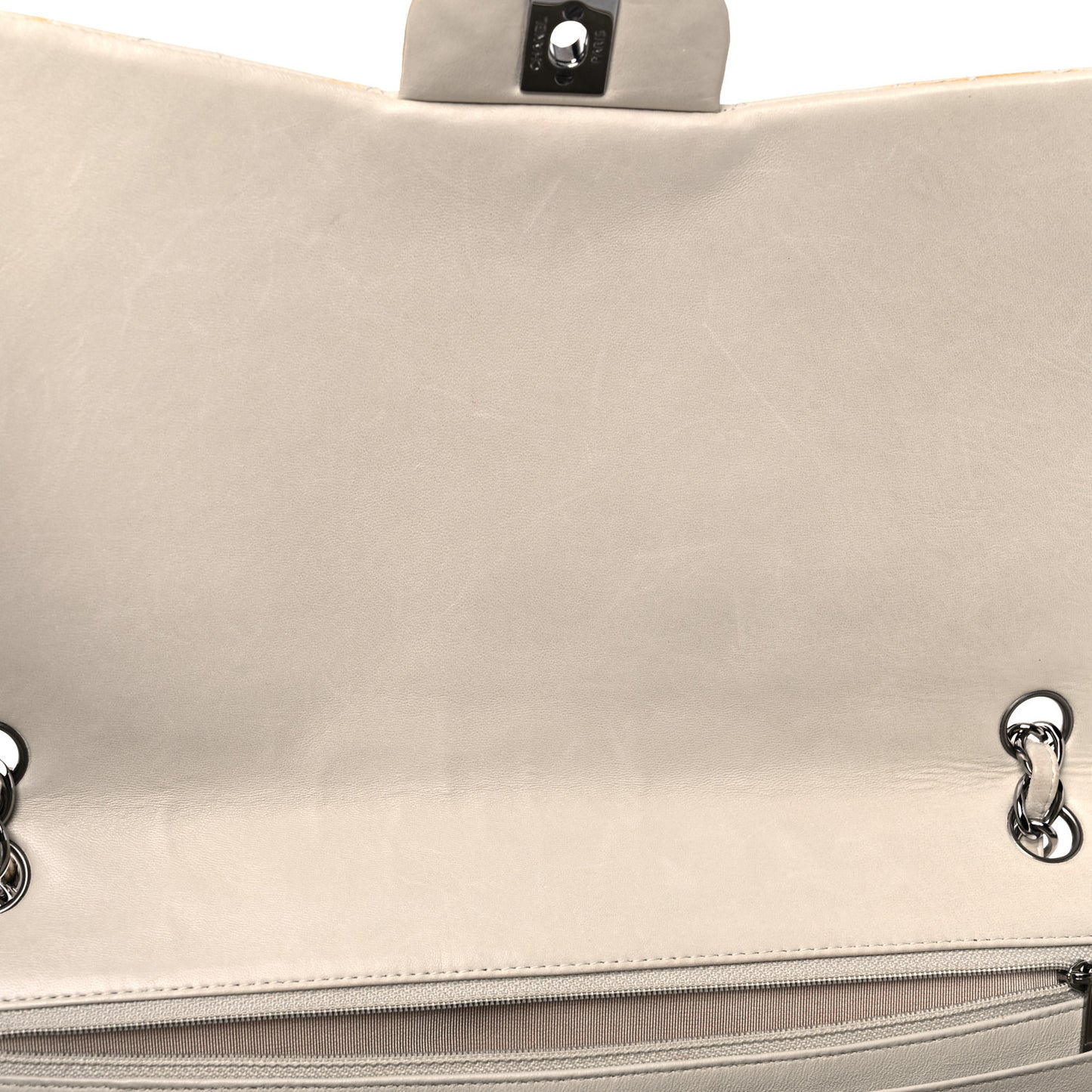 Lambskin Quilted Maxi Single Flap Beige