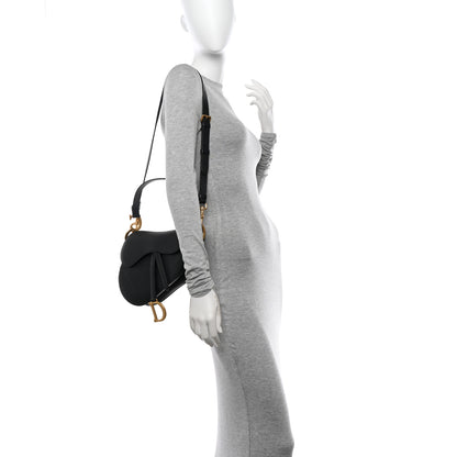 Christian Dior Grained Calfskin Saddle Bag With Strap Black 2 of 12