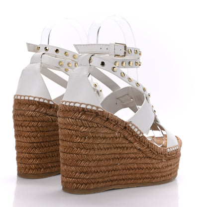 Jimmy Choo Calfskin Studded Danica 80 Espadrille Wedge Sandals 36.5 White 4 of 7