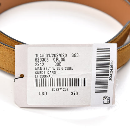 Gucci Suede Icaro G Cube 25mm Belt 80 32 Light Cognac 7 of 7
