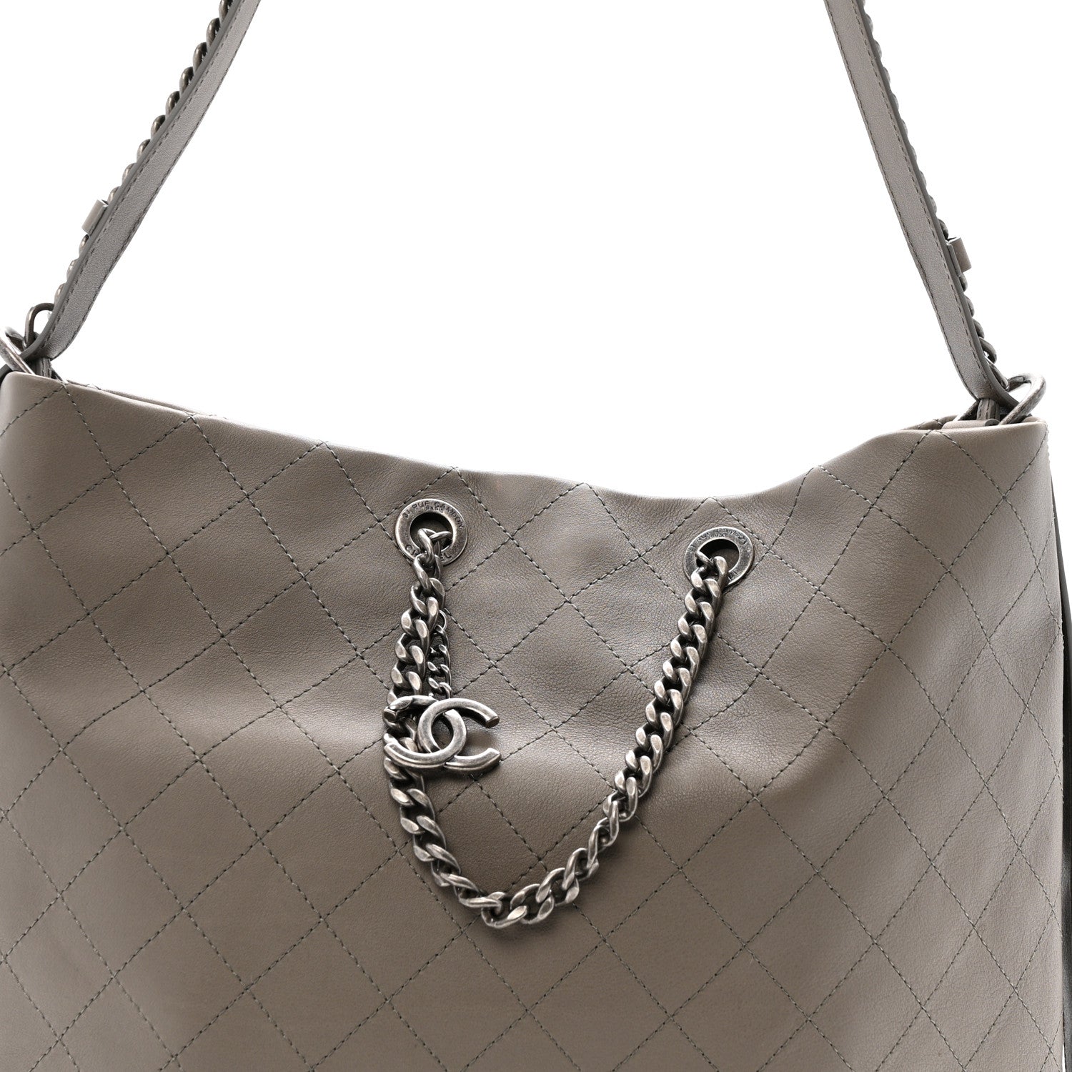 Chanel Calfskin Stitched Large Hobo Grey 8 of 12