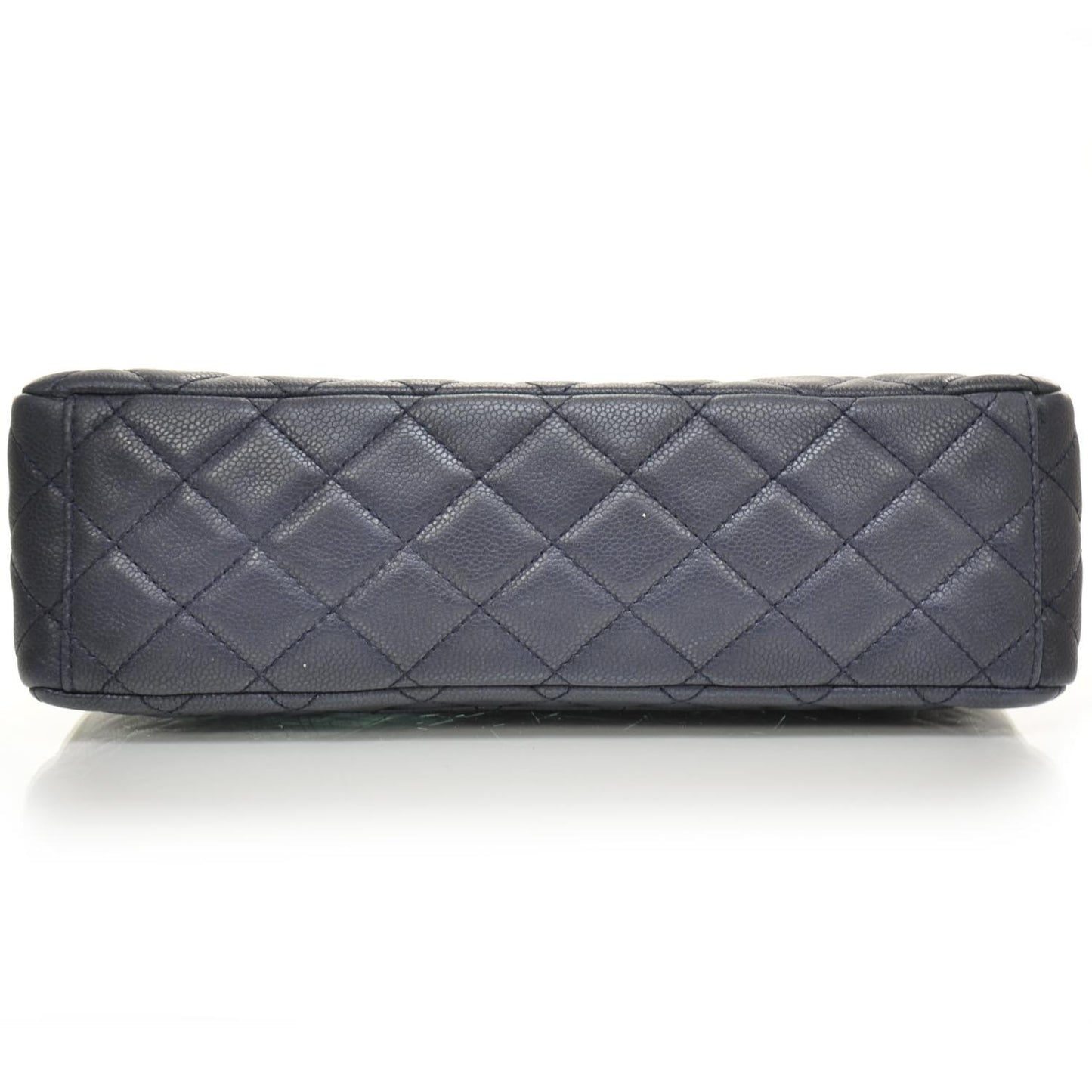 Washed Caviar Maxi Flap Navy Blue SHW
