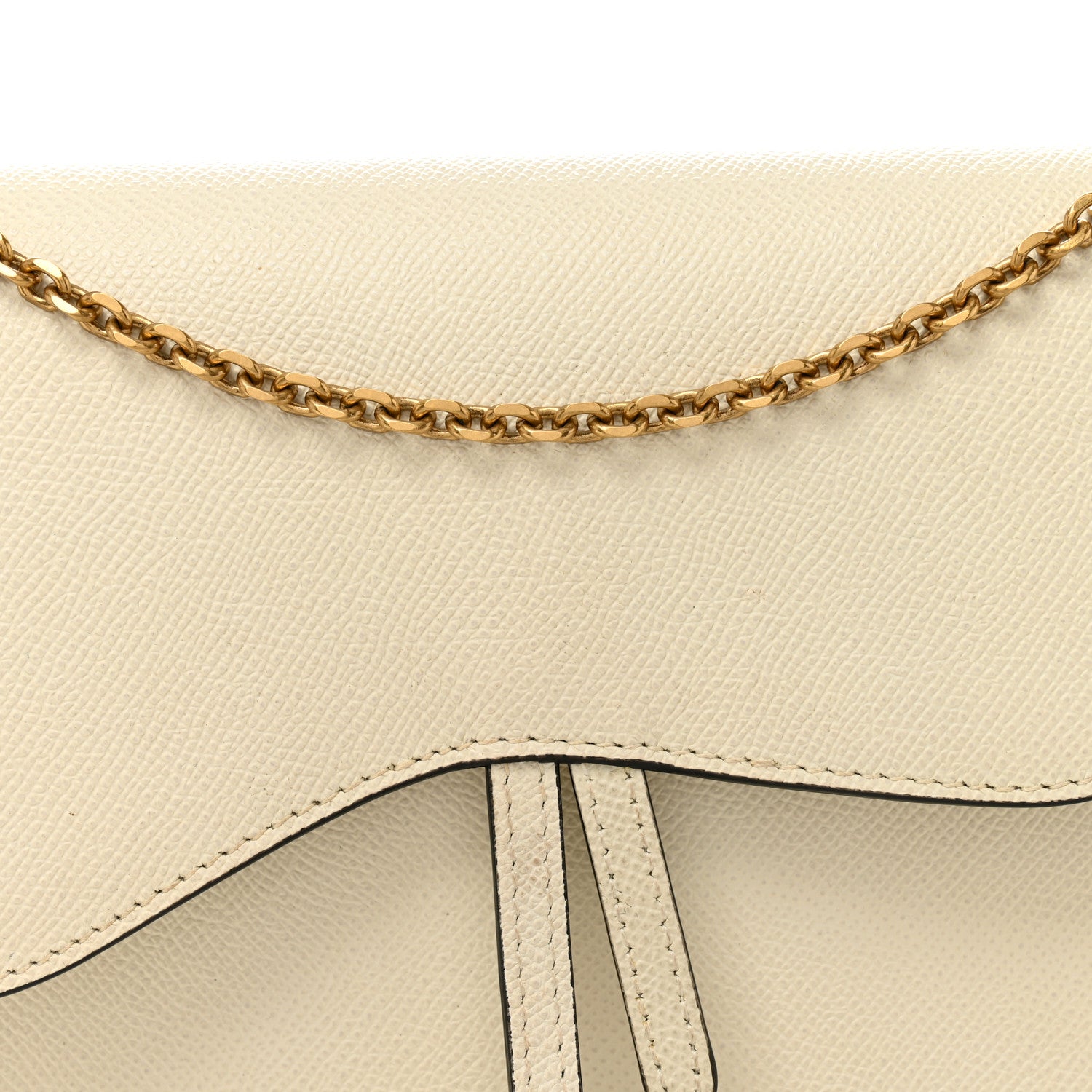 Christian Dior Grained Calfskin Saddle Chain Pouch Off White 8 of 11
