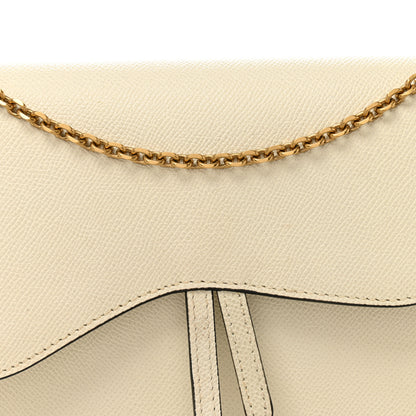 Christian Dior Grained Calfskin Saddle Chain Pouch Off White 8 of 11
