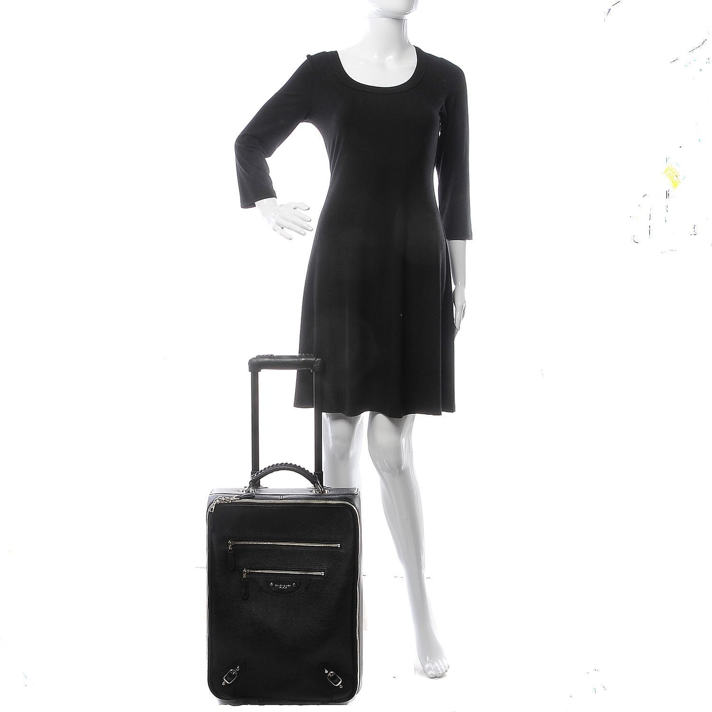 Grained Calfskin Classic Hardware Voyage Carry On Trolley Black