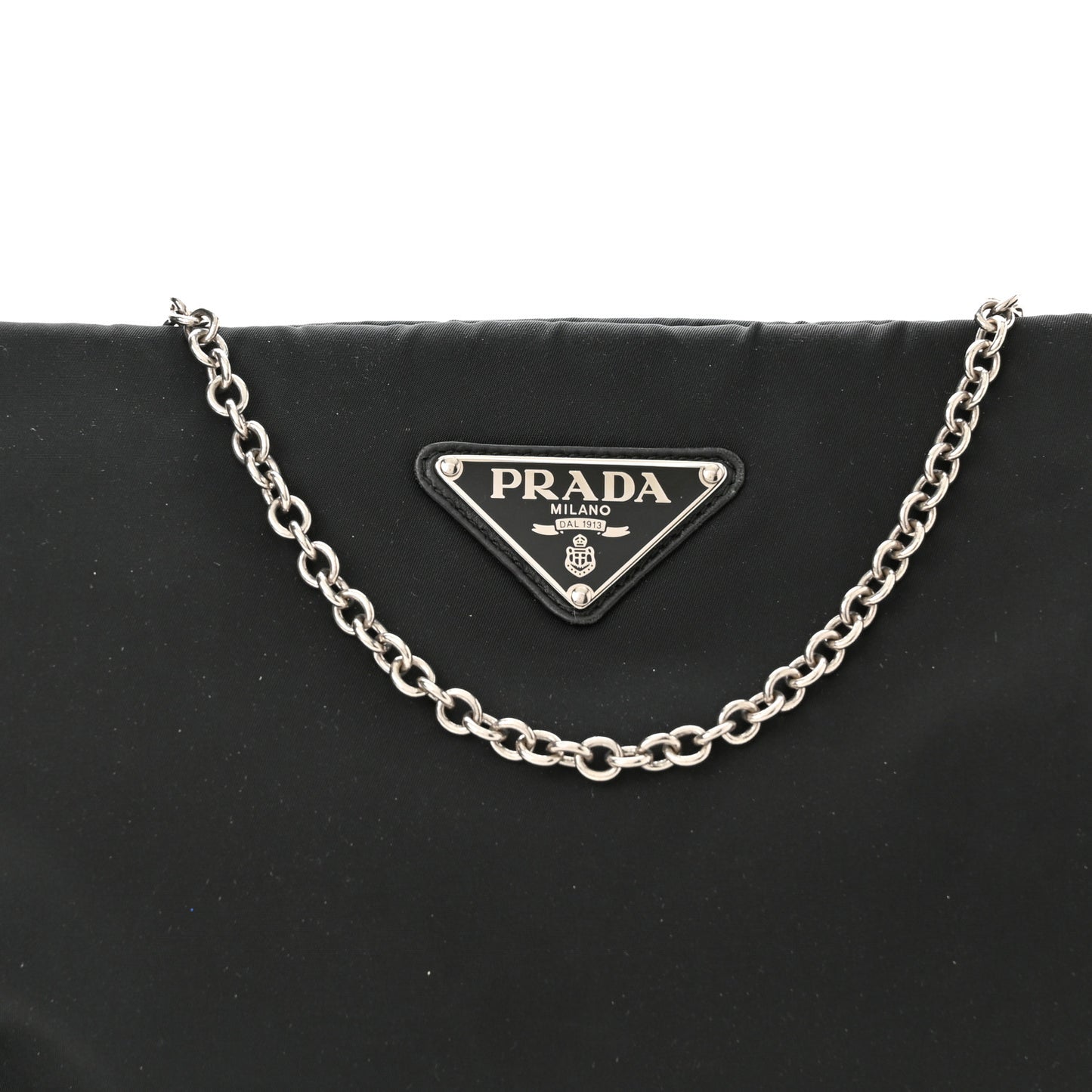 Tessuto Nylon Soft Padded Medium Chain Clutch Bag Black