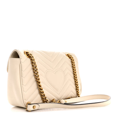 Gucci Calfskin Matelasse Small GG Marmont Shoulder Bag White 3 of 12