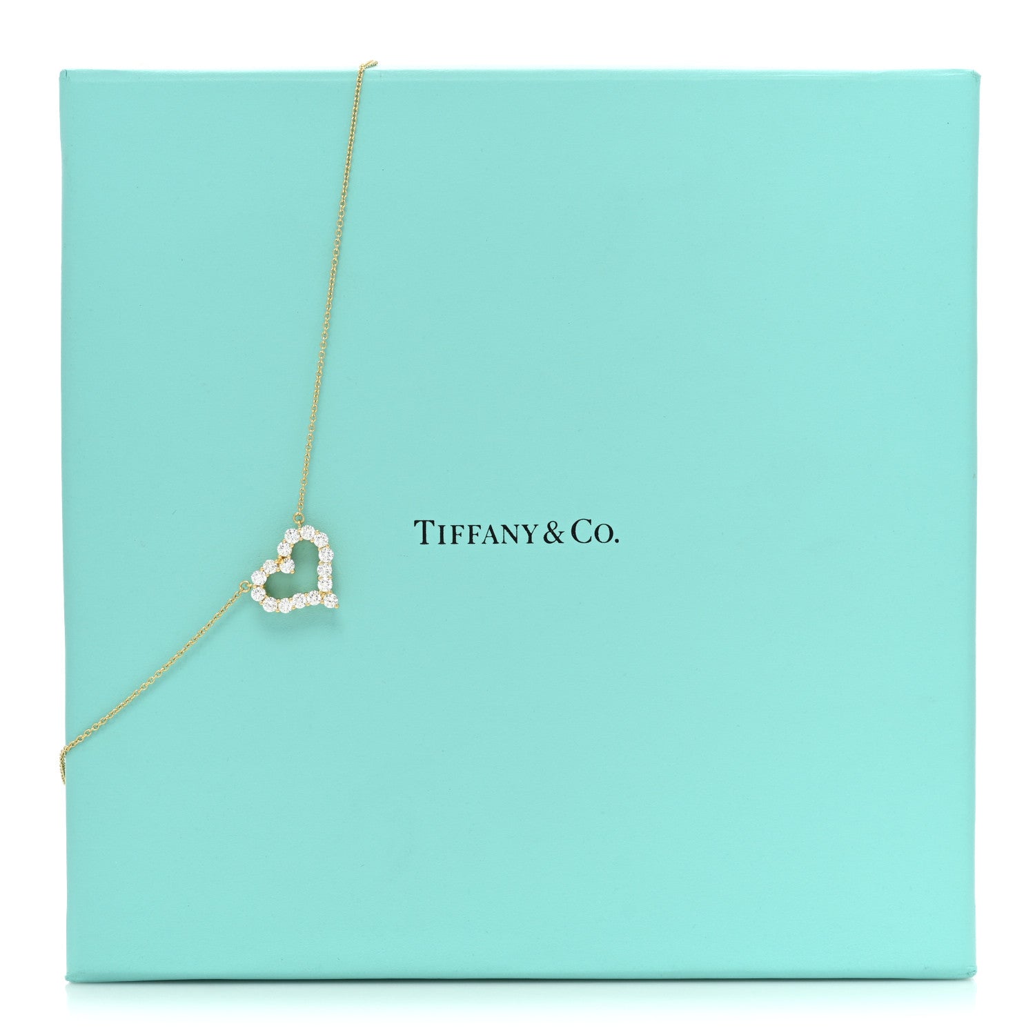 Tiffany 18K Yellow Gold Diamond .80ct Heart Pendant Necklace 5 of 5