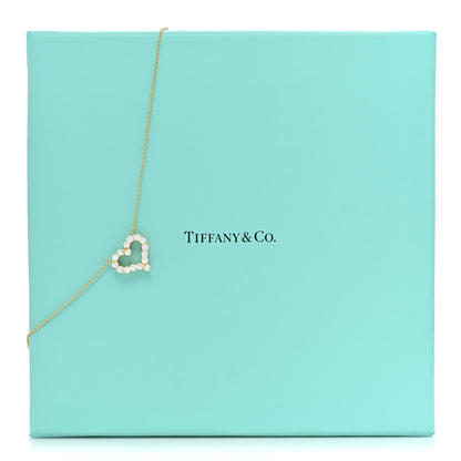Tiffany 18K Yellow Gold Diamond .80ct Heart Pendant Necklace 5 of 5