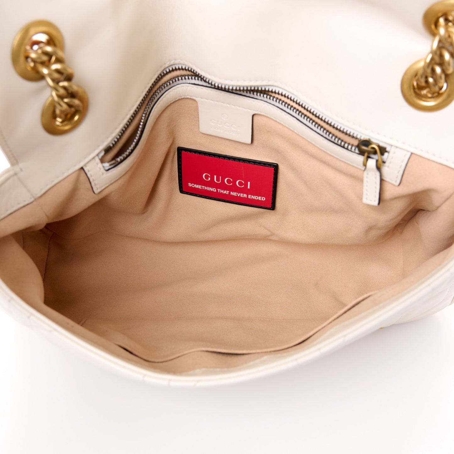 Calfskin Matelasse Studded Medium GG Marmont Shoulder Bag White