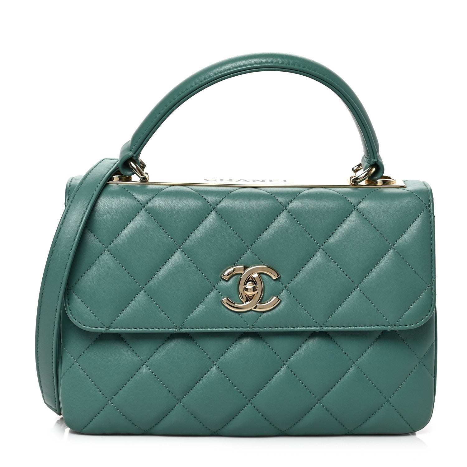 Chanel Lambskin Quilted Small Trendy CC Flap Dual Handle Bag Green 1 of 8