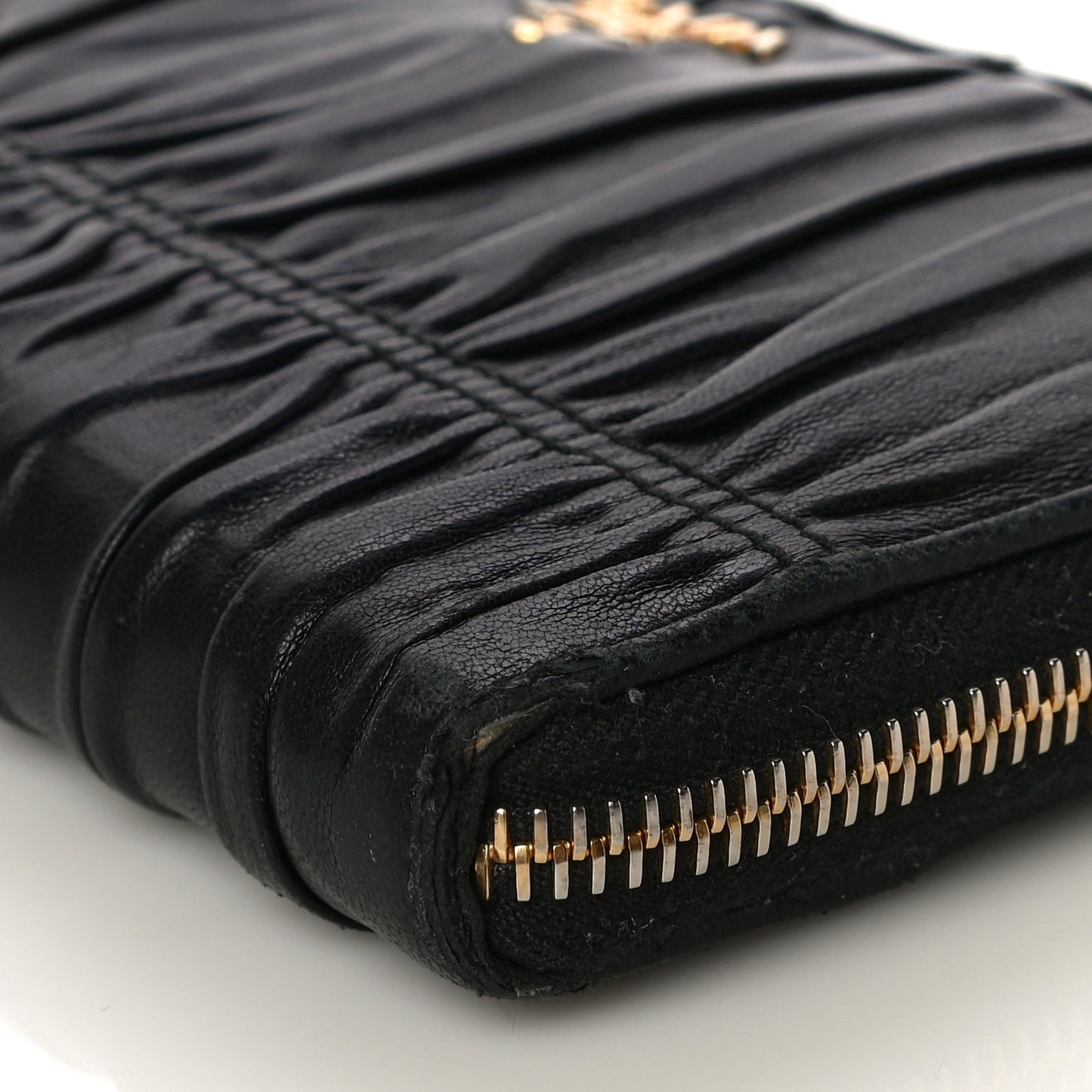 Nappa Gaufre Zip Around Wallet Black