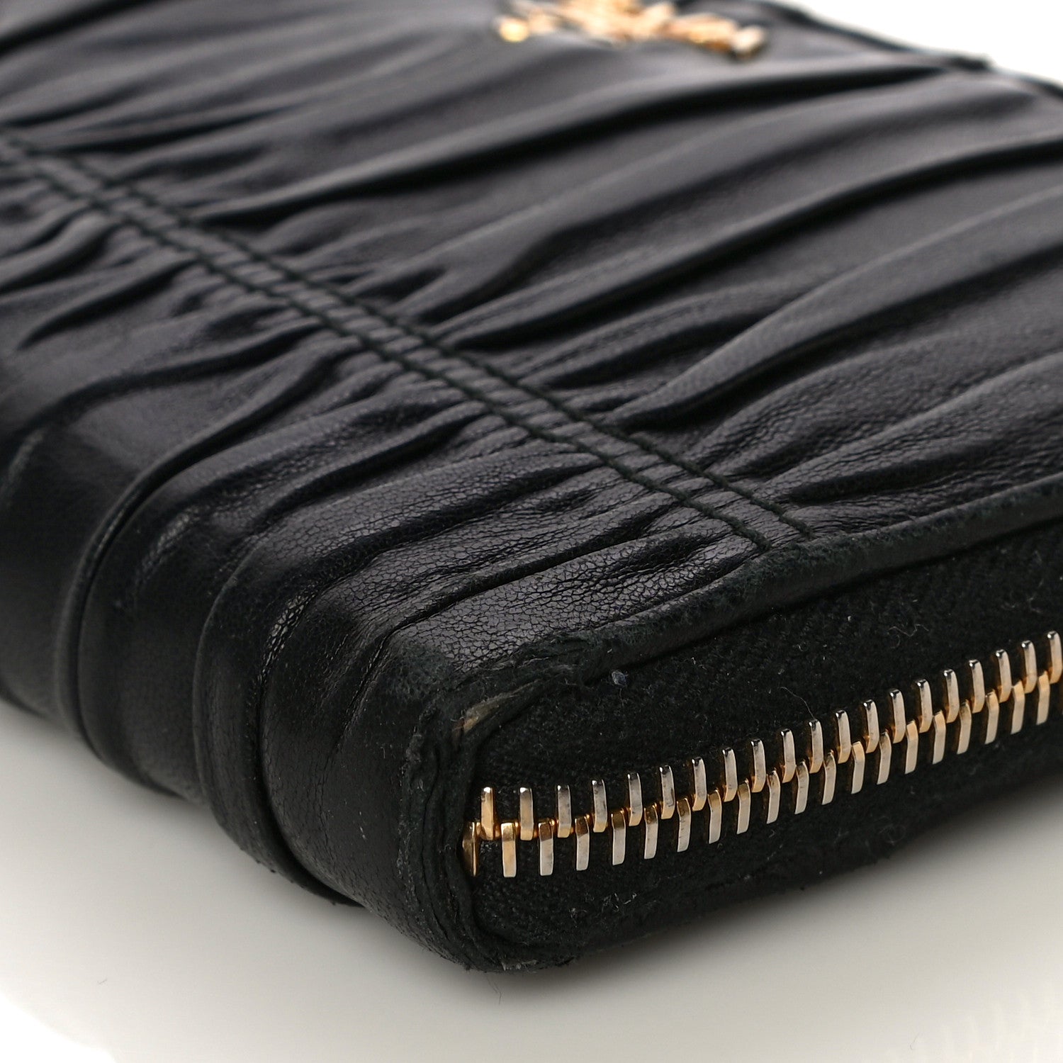 Prada Nappa Gaufre Zip Around Wallet Black 9 of 23