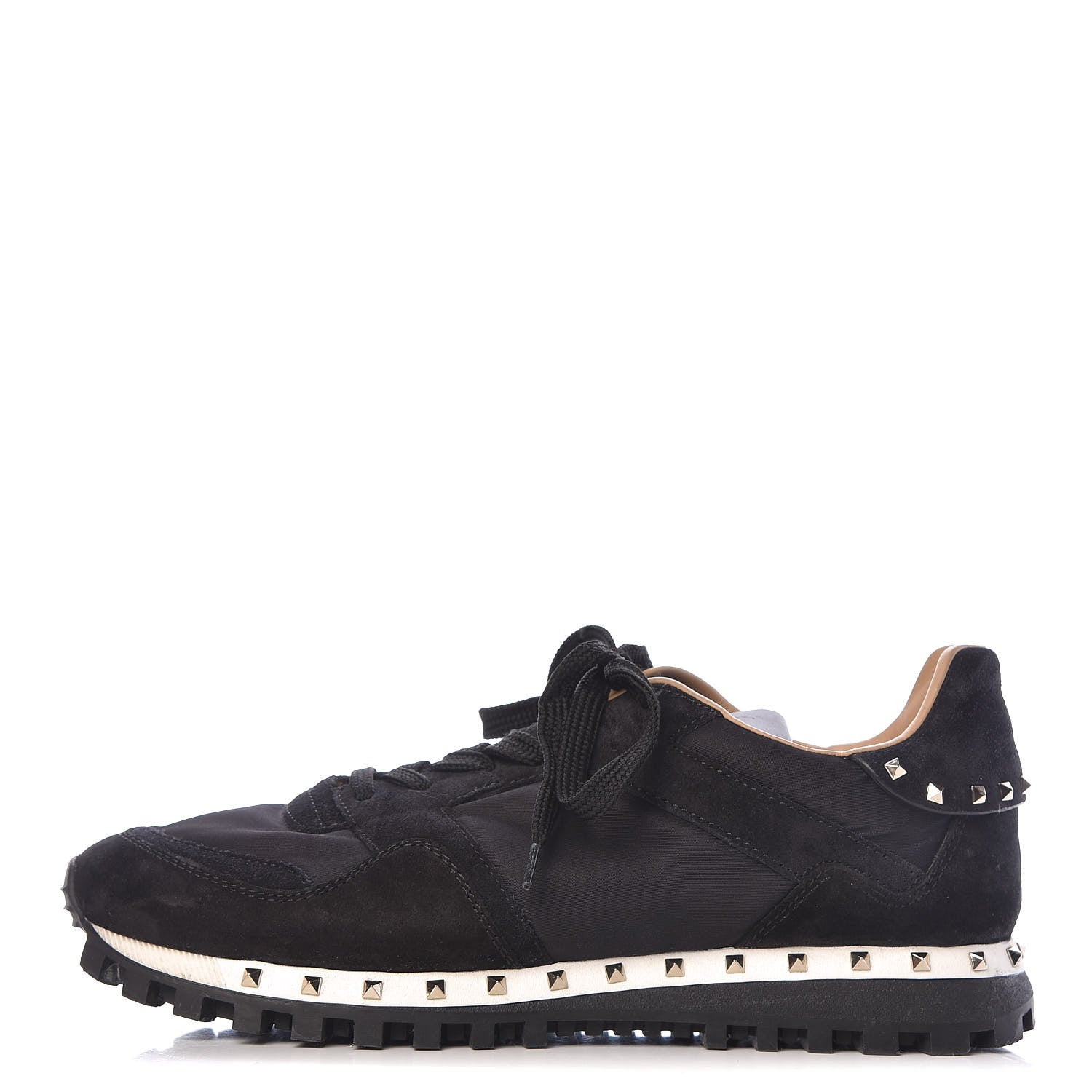 Valentino Garavani Suede Nylon Camouflage Womens Soul Rockstud Sneakers 39 Black 1 of 14