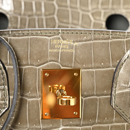 Hermes Shiny Porosus Crocodile Birkin 30 Gris Tourterelle 6 of 11