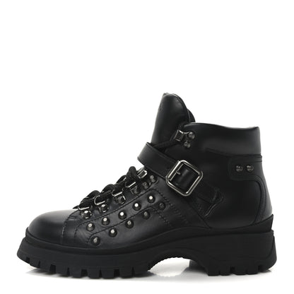 Prada Vitello Rodeo Studded Ankle Boots 37 Black 1 of 9