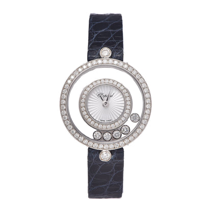 Chopard 18K White Gold Alligator Diamond Bezel 25mm Happy Diamonds Icons Quartz Watch 1 of 7