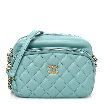 Chanel Calfskin Quilted Day Trips Camera Case Turquoise 1 of 11