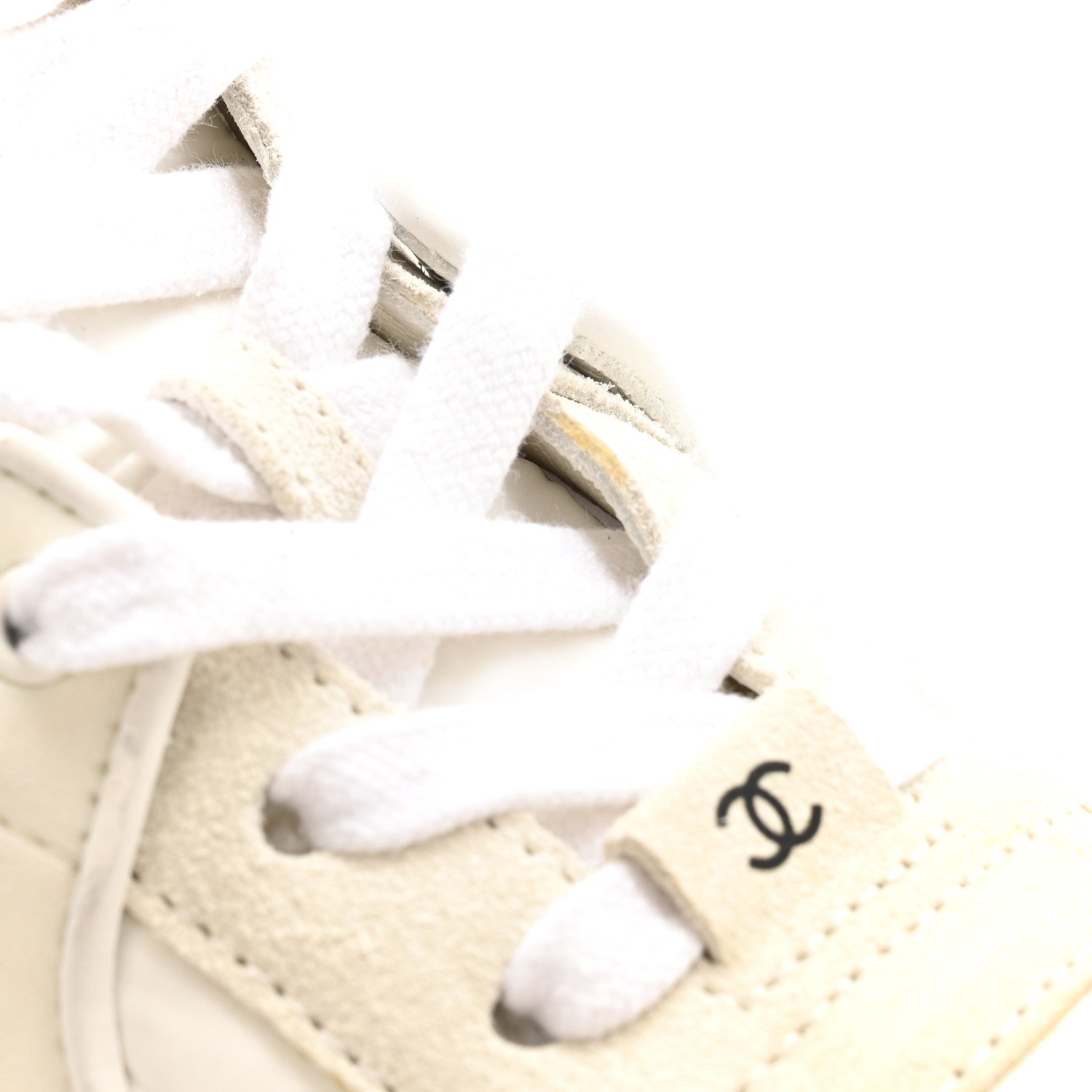 Chanel Suede Calfskin Fabric CC Sneakers 39.5 White 21 of 28