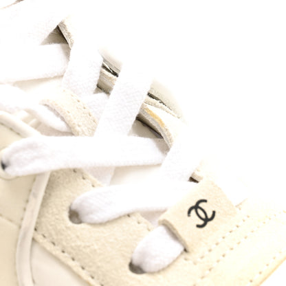 Chanel Suede Calfskin Fabric CC Sneakers 39.5 White 21 of 28