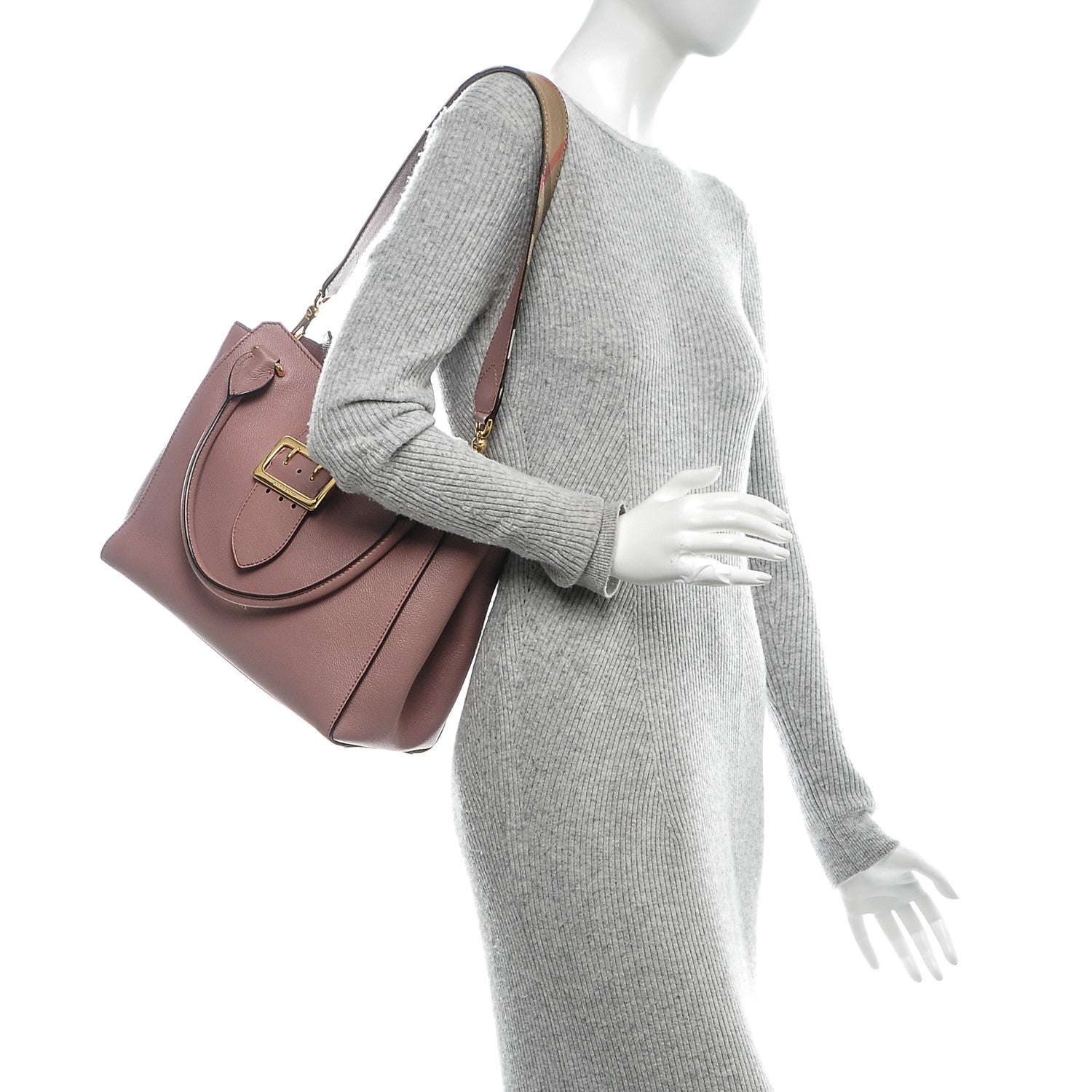 Burberry Soft Grain Calfskin Medium Buckle Tote Dusty Pink 2 of 6