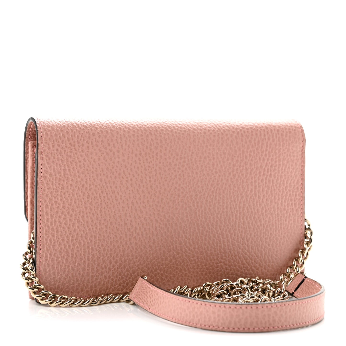 Dollar Calfskin Interlocking G Chain Wallet Soft Pink