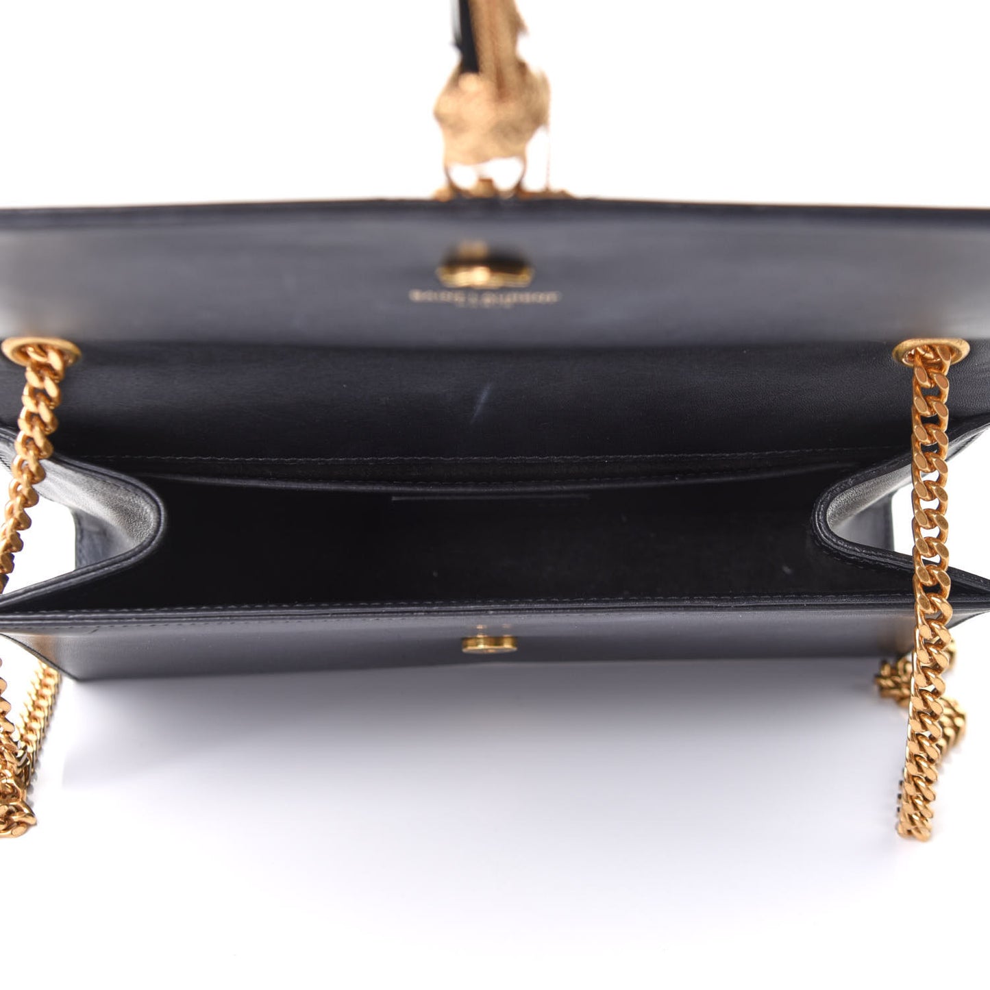 Smooth Calfskin Medium Classic Monogram Kate Tassel Satchel Black
