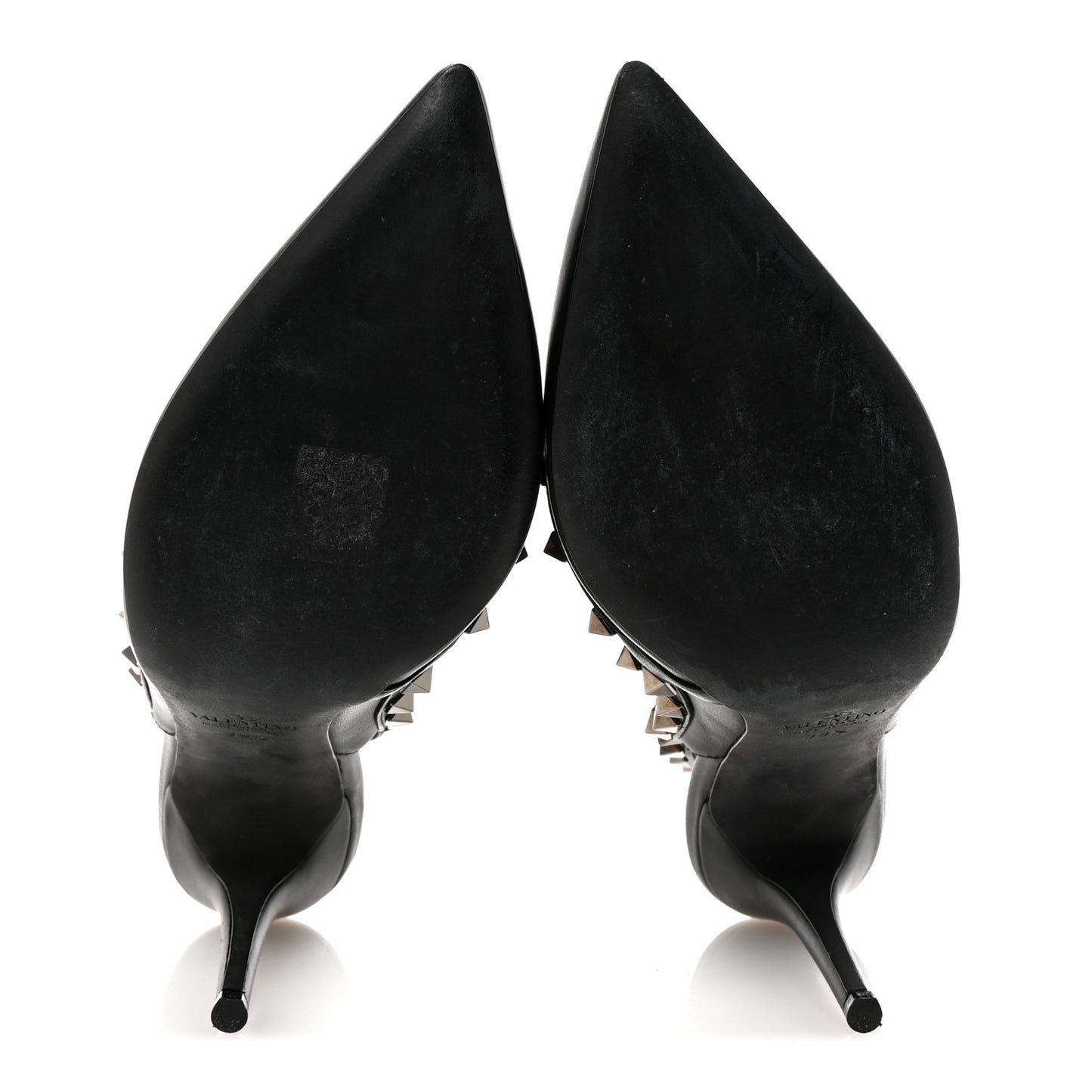 Calfskin Nappa Rockstud Ankle Strap 100mm Pumps 39.5 Black