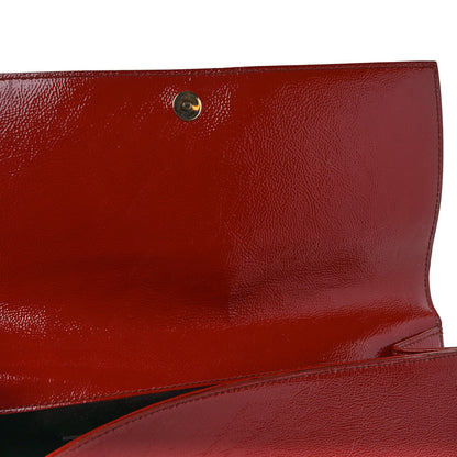 Saint Laurent Textured Patent Monogram Large Belle De Jour Clutch Red 7 of 10