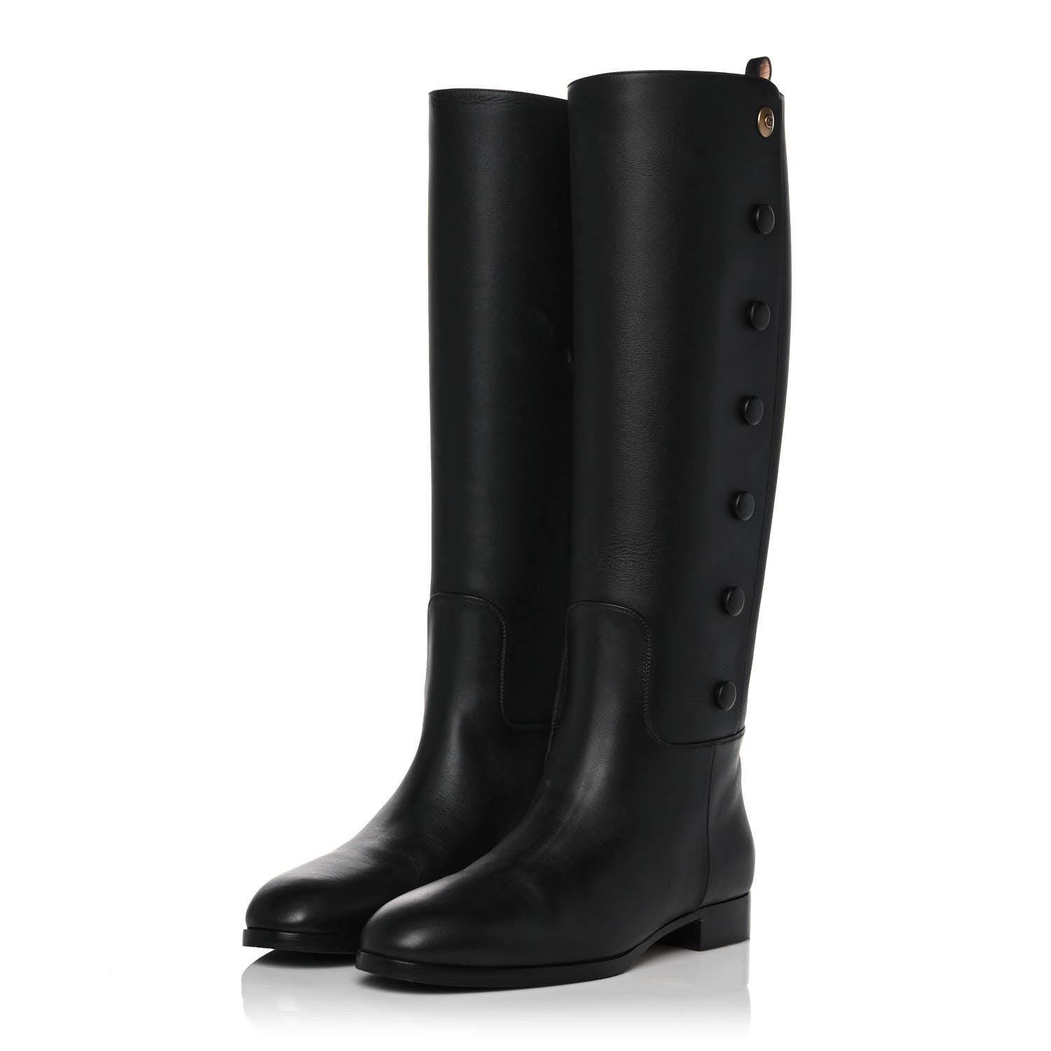 Gucci Calfskin Buttons Lifford Knee High Boots 39 Black 3 of 9