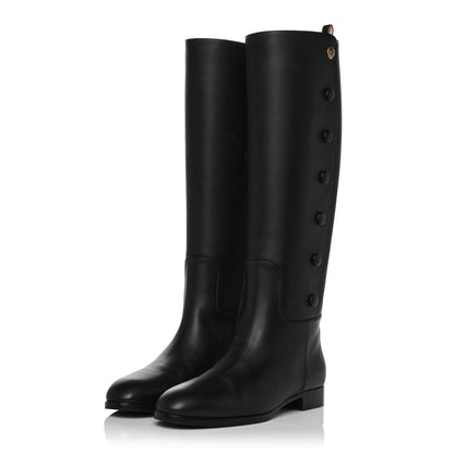 Gucci Calfskin Buttons Lifford Knee High Boots 39 Black 3 of 9