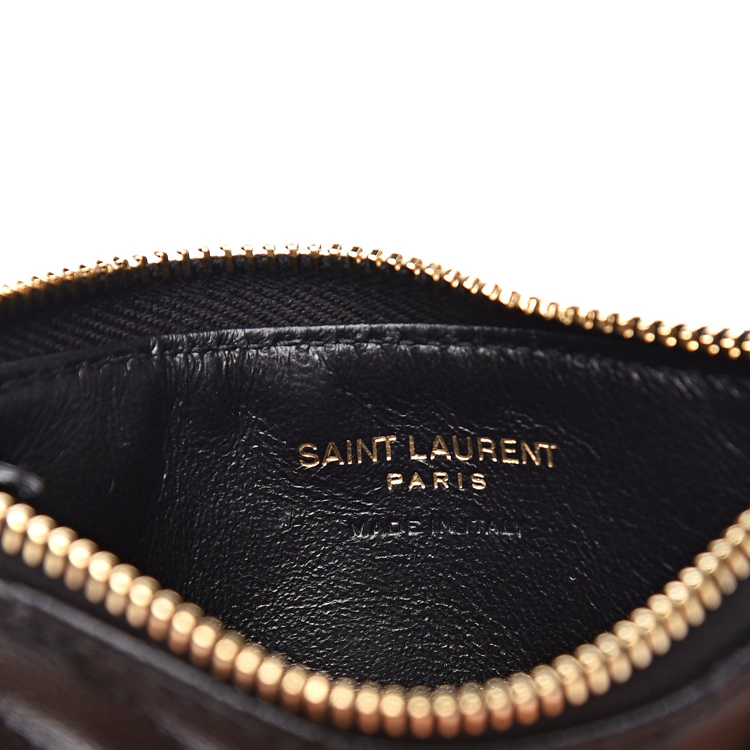 Saint Laurent Grain De Poudre Matelasse Chevron Monogram Fragments Zippered Card Case Black 7 of 9