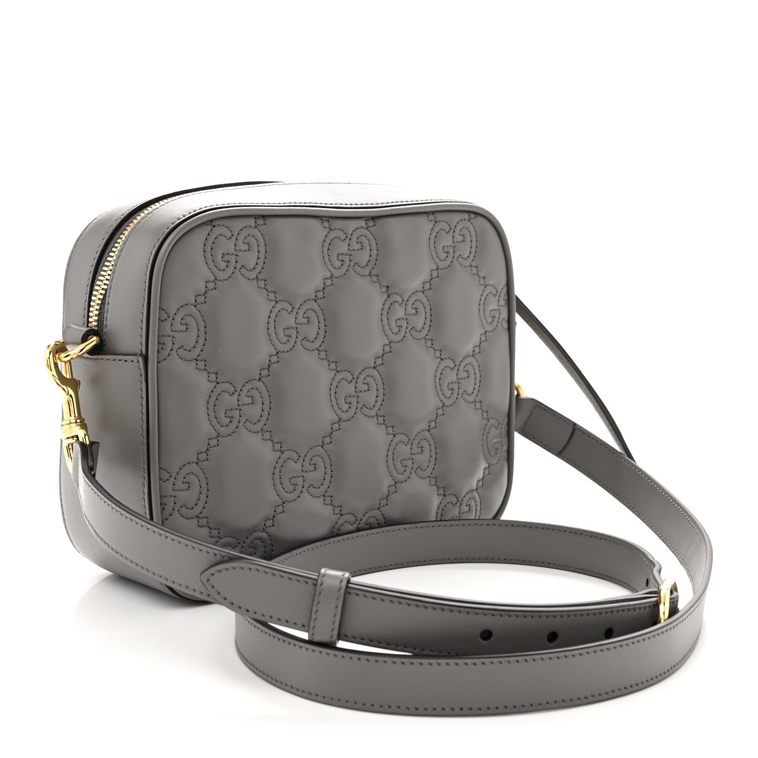 GUCCI ダークグレー ショルダーバッグ Gucci Calfskin GG Matelasse Shoulder Bag Dusty Grey Natural