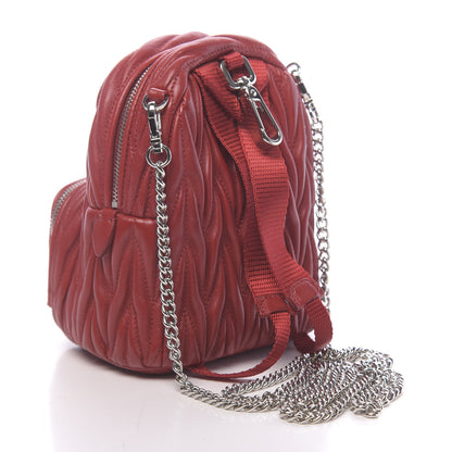 Miu Miu Nappa Matelasse Lux Mini Backpack Rosso 3 of 15