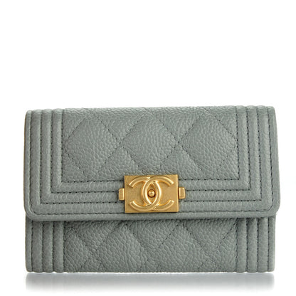 Chanel Caviar Quilted Boy Flap Card Holder Grey 1 of 8