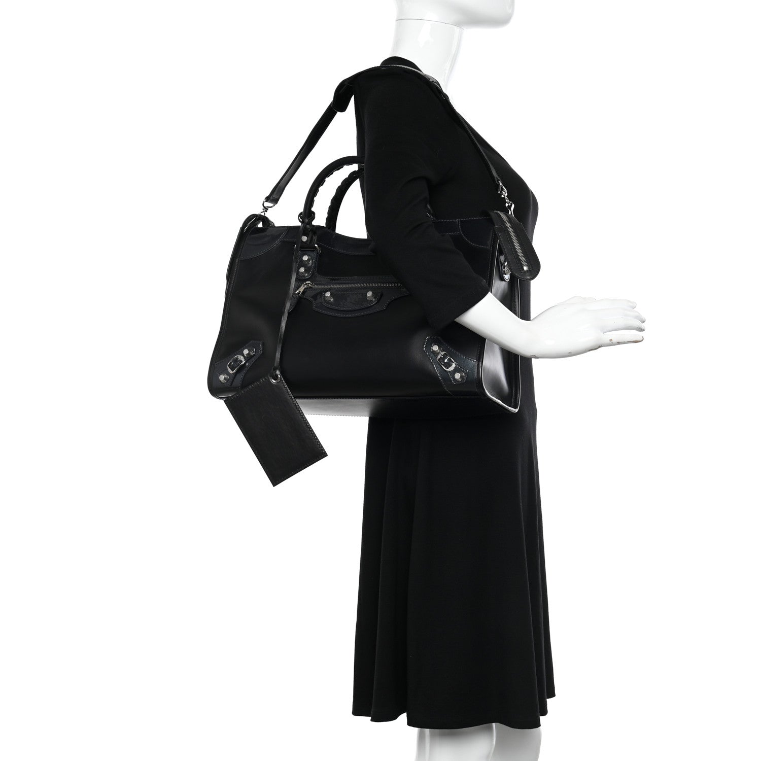 Balenciaga Smooth Calfskin Metallic Patent Giant 12 Silver Hardware City Black Gris 2 of 11