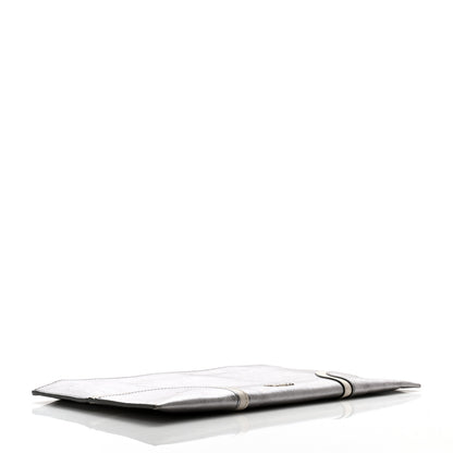 Prada Metallic Saffiano Hand Strap Clutch Silver 4 of 10