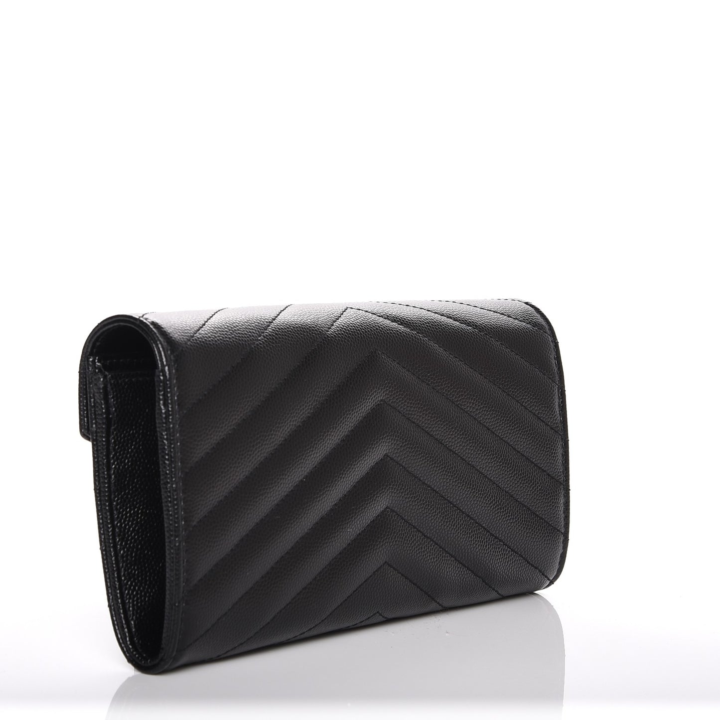 Grain De Poudre Matelasse Chevron Monogram Flap Wallet Black