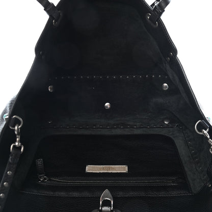 Valentino Garavani Grained Calfskin Turquoise Medium Rockstud Rolling Tote Black 5 of 10