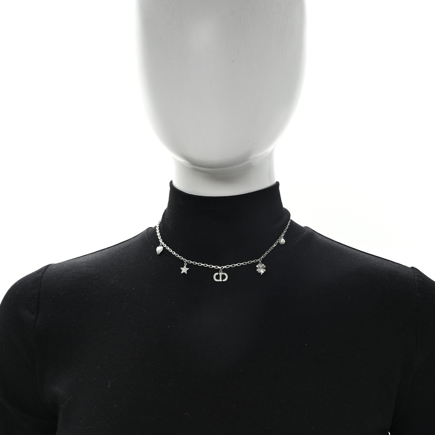 Crystal Petit CD Lucky Charms Necklace Silver