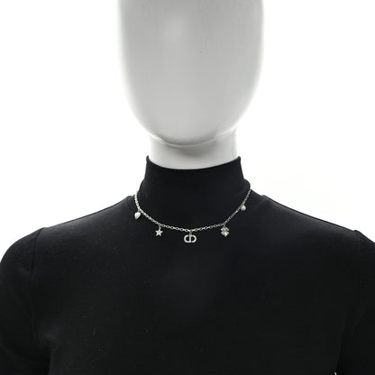 Christian Dior Crystal Petit CD Lucky Charms Necklace Silver 2 of 4