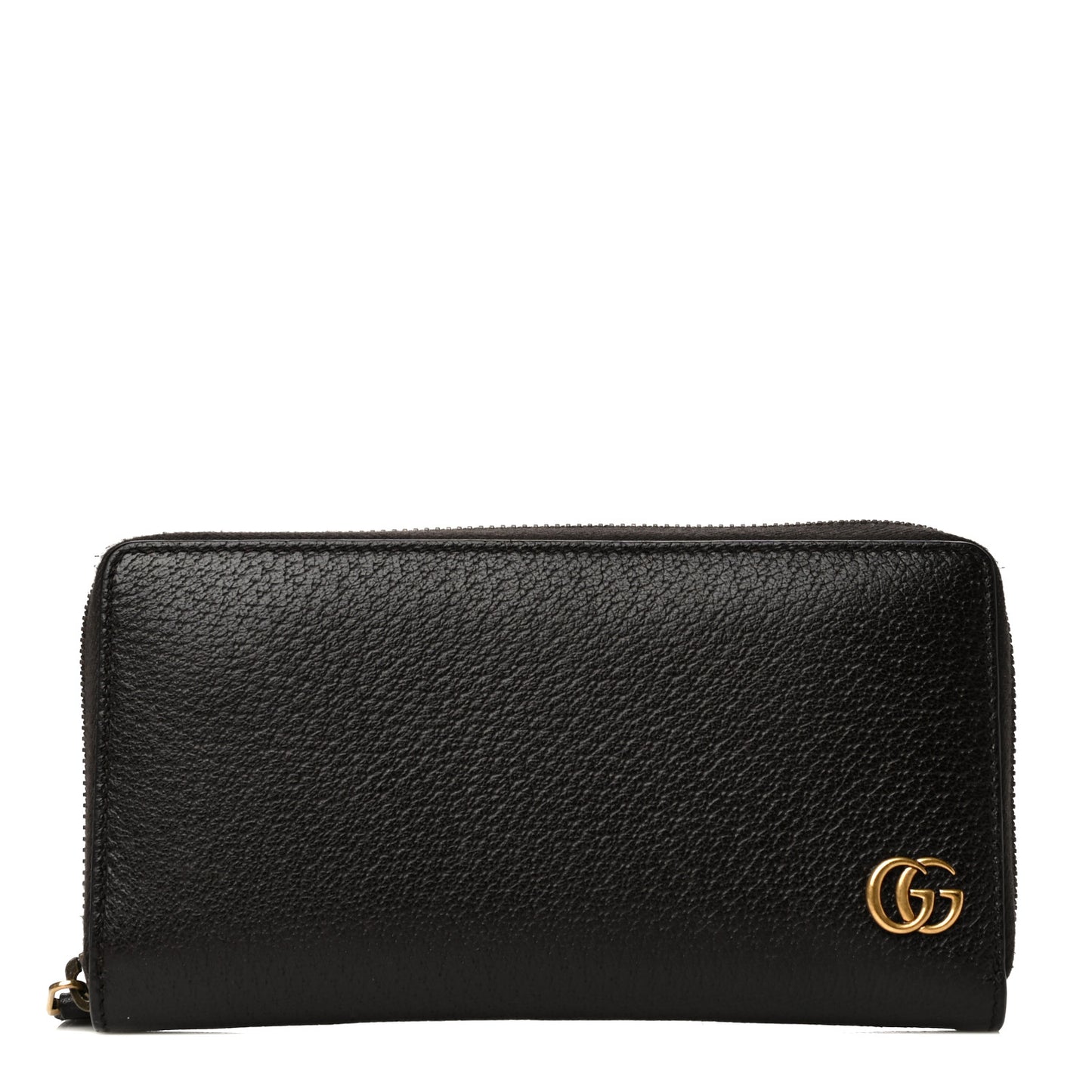 Dollar Calfskin Boar Effect GG Marmont Zip Around Wallet Dark Cocoa